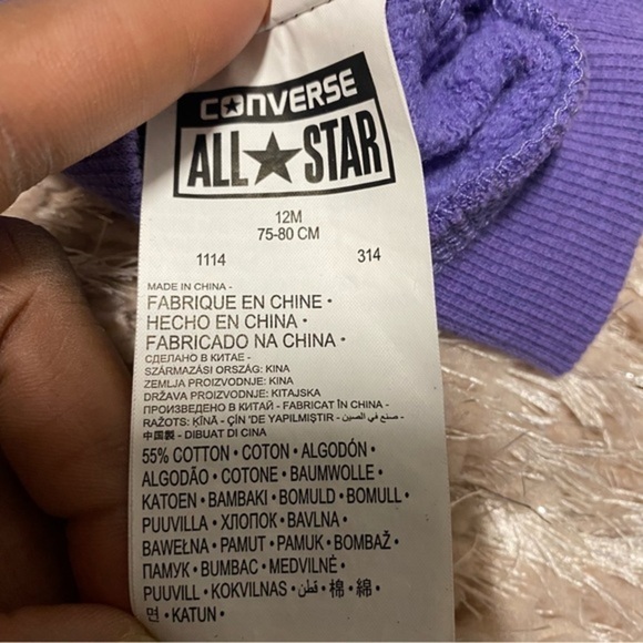 Converse All Star Hoodie Baby Girl Purple Pink Size 12m 75-80cm - Picture 5 of 9